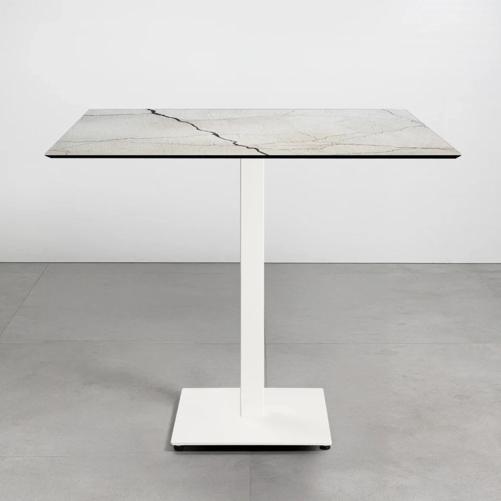 Tavolo con top in HPL 90x90 White Moon