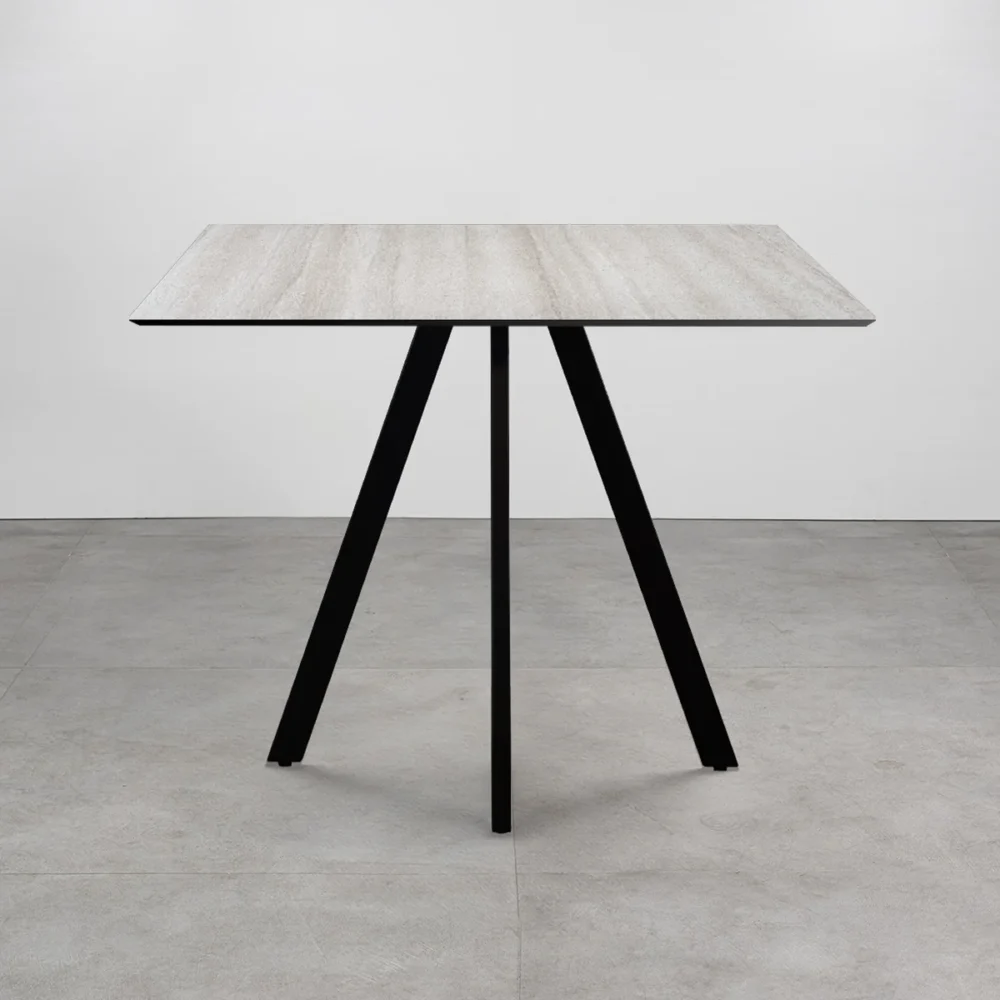 Tavolo con top in HPL ⌀80 Travertino